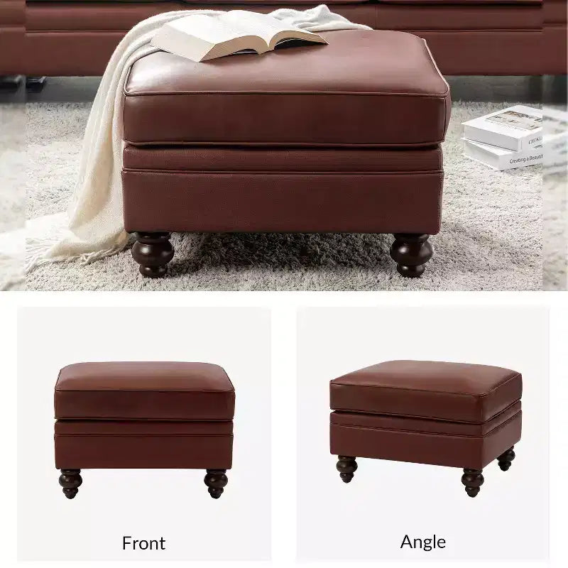Pouf da salotto contemporaneo Benito 26,5" in vera pelle | ART OF LIVING DESIGNS