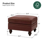 Pouf da salotto contemporaneo Benito 26,5" in vera pelle | ART OF LIVING DESIGNS