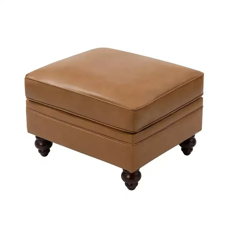 Pouf da salotto contemporaneo Benito 26,5" in vera pelle | ART OF LIVING DESIGNS