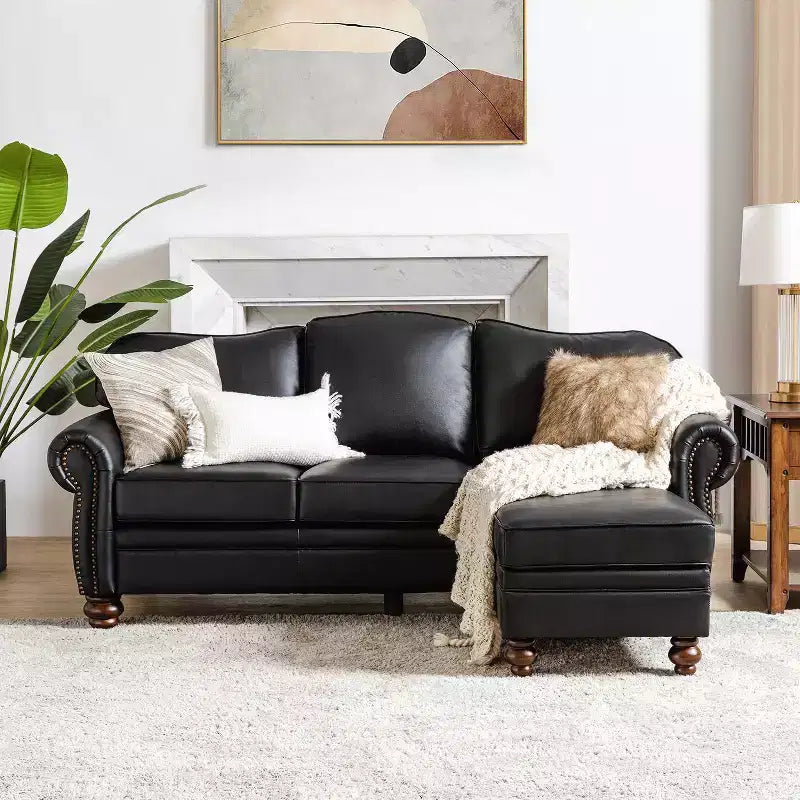 Pouf da salotto contemporaneo Benito 26,5" in vera pelle | ART OF LIVING DESIGNS
