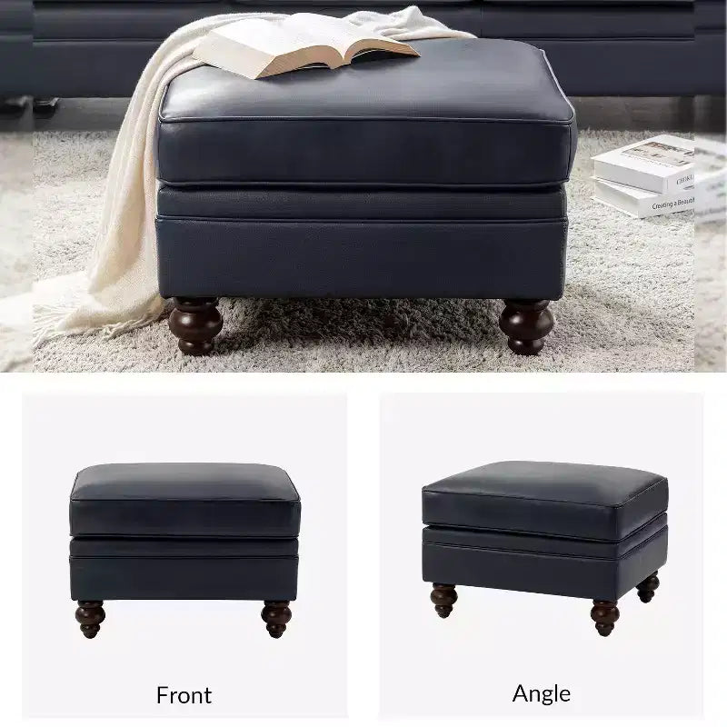 Pouf da salotto contemporaneo Benito 26,5" in vera pelle | ART OF LIVING DESIGNS
