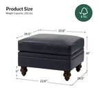 Pouf da salotto contemporaneo Benito 26,5" in vera pelle | ART OF LIVING DESIGNS