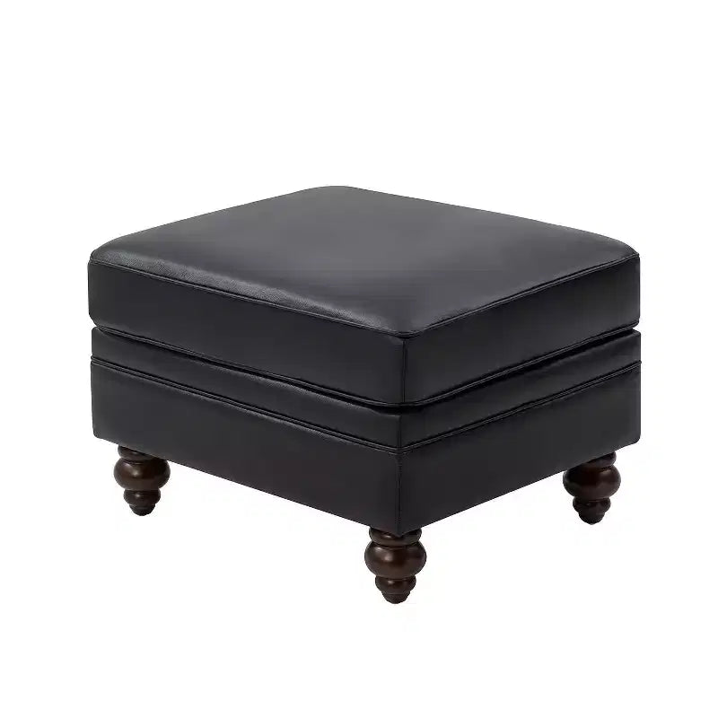 Pouf da salotto contemporaneo Benito 26,5" in vera pelle | ART OF LIVING DESIGNS