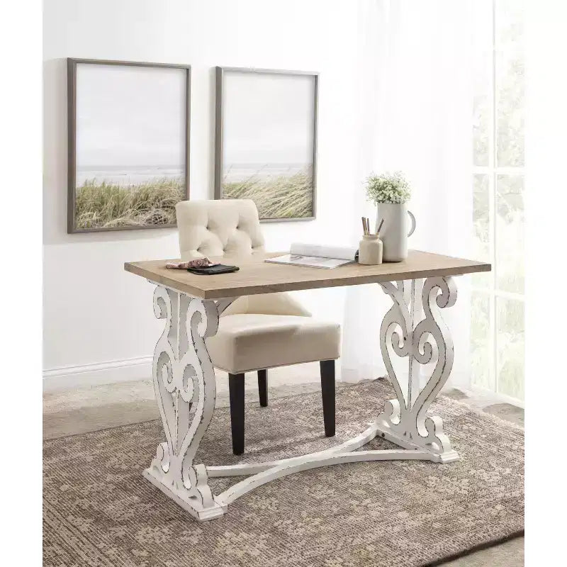 Kate e Laurel Wyldwood Scrivania Rettangolare in Legno, 46x24x30, Marrone Rustico
