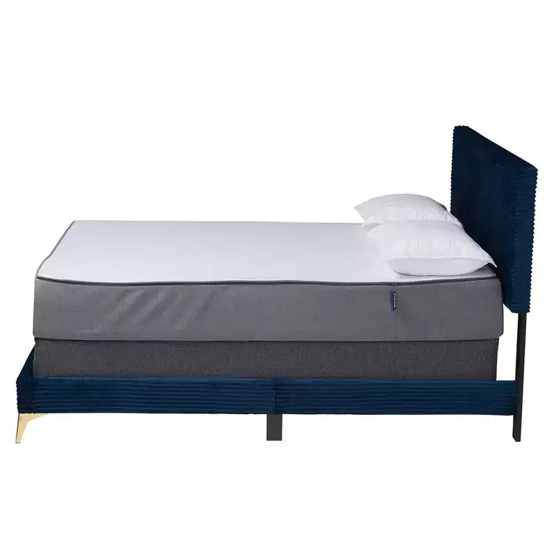 Letto a pannello Abberton moderno e contemporaneo in velluto e metallo
