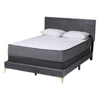Letto a pannello Abberton moderno e contemporaneo in velluto e metallo