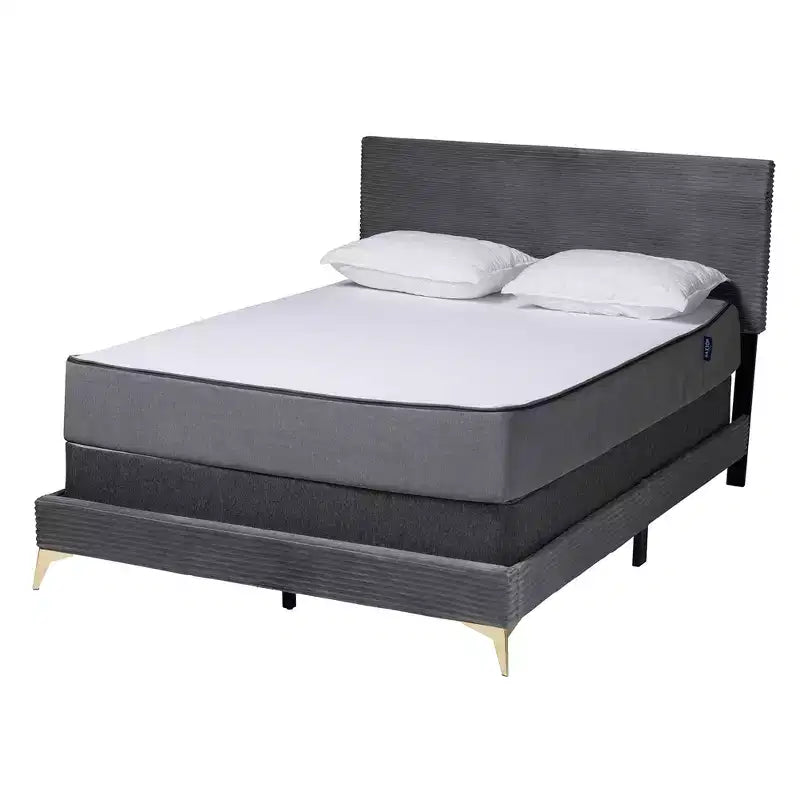 Letto a pannello Abberton moderno e contemporaneo in velluto e metallo