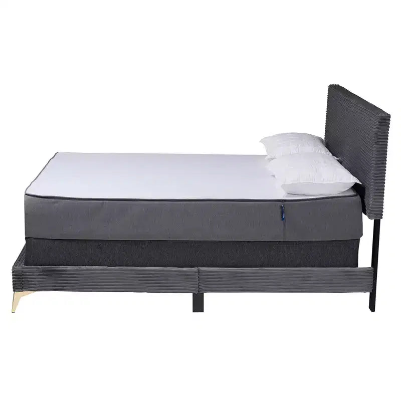 Letto a pannello Abberton moderno e contemporaneo in velluto e metallo