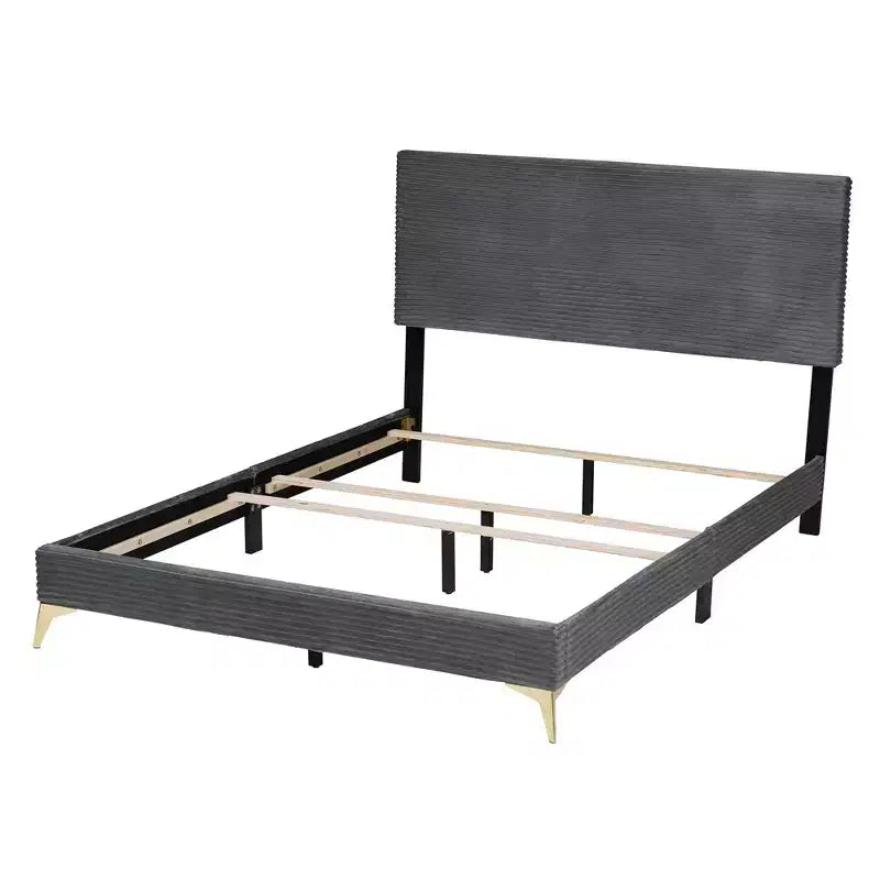 Letto a pannello Abberton moderno e contemporaneo in velluto e metallo