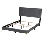 Letto a pannello Abberton moderno e contemporaneo in velluto e metallo