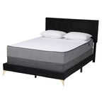Letto a pannello Abberton moderno e contemporaneo in velluto e metallo