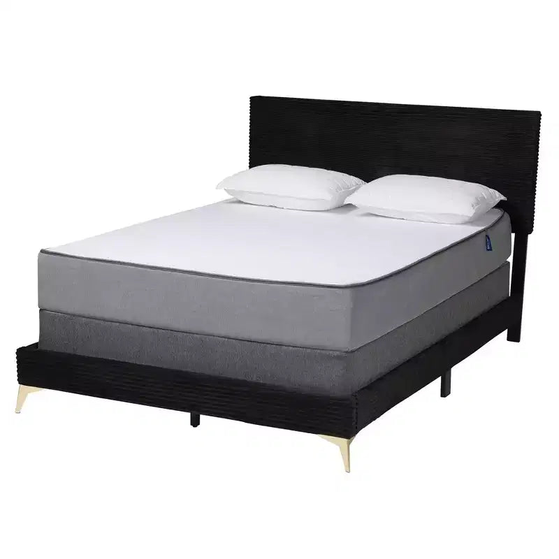 Letto a pannello Abberton moderno e contemporaneo in velluto e metallo