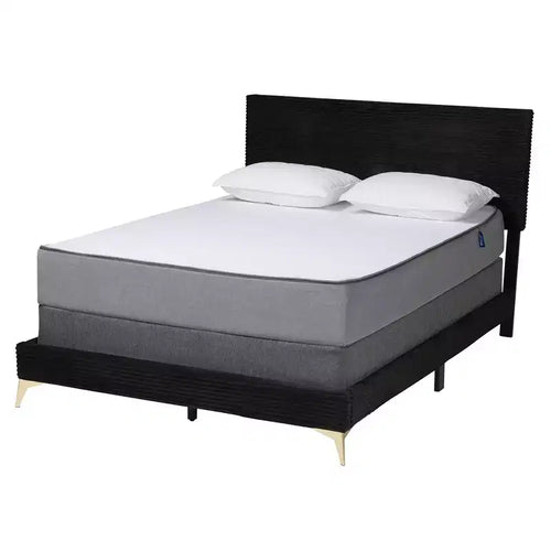 Letto a pannello Abberton moderno e contemporaneo in velluto e metallo