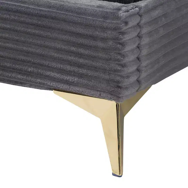 Letto a pannello Abberton moderno e contemporaneo in velluto e metallo