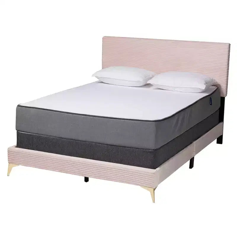 Letto a pannello Abberton moderno e contemporaneo in velluto e metallo