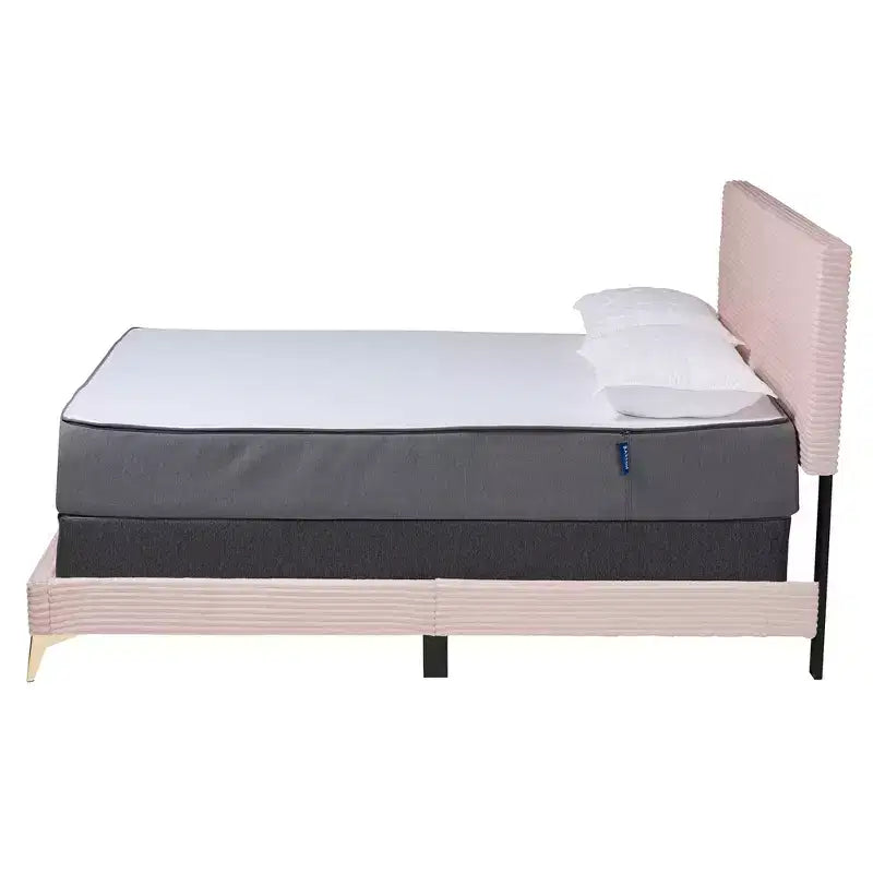 Letto a pannello Abberton moderno e contemporaneo in velluto e metallo