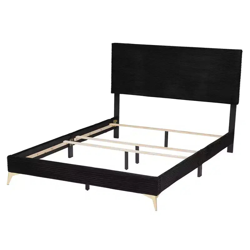 Letto a pannello Abberton moderno e contemporaneo in velluto e metallo