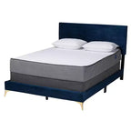 Letto a pannello Abberton moderno e contemporaneo in velluto e metallo