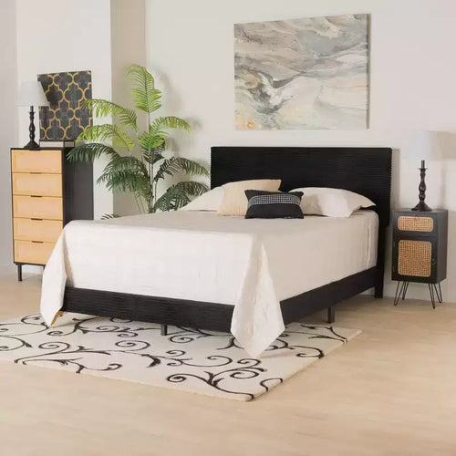 Baxton Studio Abberton Modern and Contemporary Velvet and Metal Panel Bed