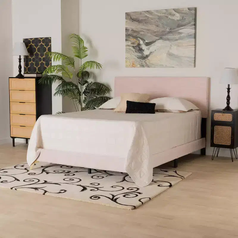Letto a pannello Abberton moderno e contemporaneo in velluto e metallo