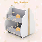 Scaffale per libri in legno per bambini con ruote, scaffale per giocattoli a 2 livelli, libreria bifacciale, grigio/naturale