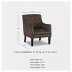Poltrona Drakelle, poltrona trapuntata rivestita in similpelle color mogano