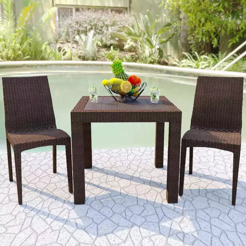 Tavolo da pranzo quadrato da esterno da 31 pollici - Tavolo da bistrò moderno con design in tessuto resistente alle intemperie