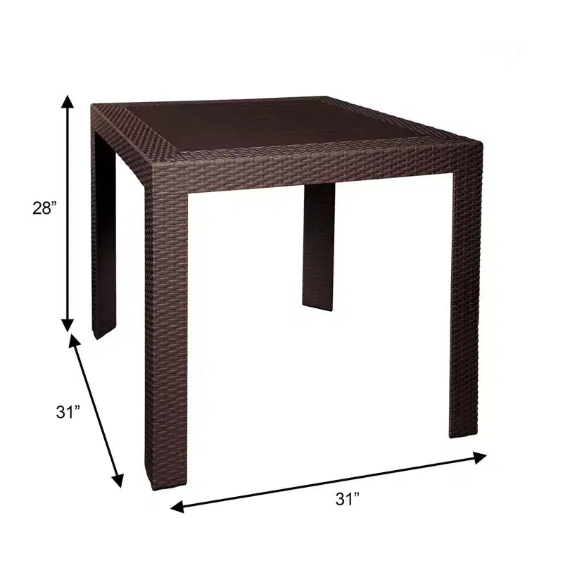 Tavolo da pranzo quadrato da esterno da 31 pollici - Tavolo da bistrò moderno con design in tessuto resistente alle intemperie