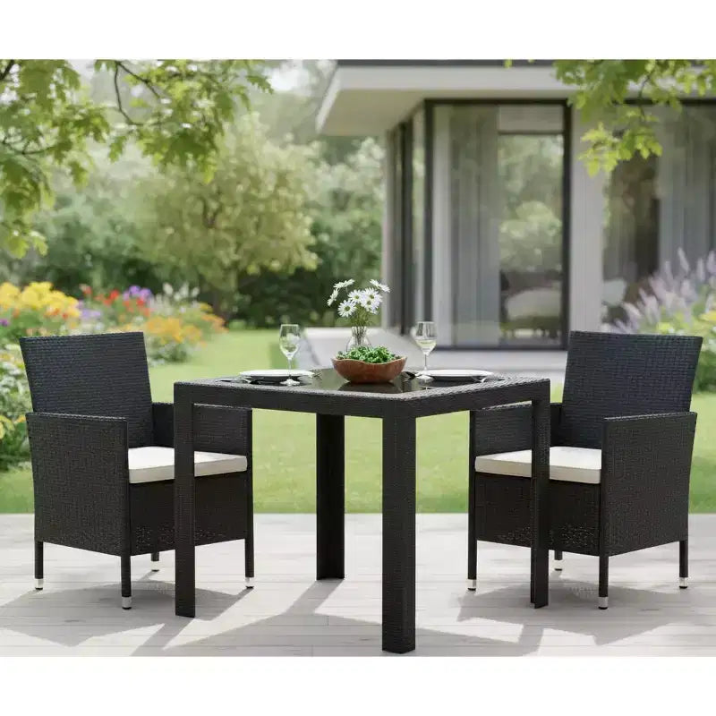 Tavolo da pranzo quadrato da esterno da 31 pollici - Tavolo da bistrò moderno con design in tessuto resistente alle intemperie