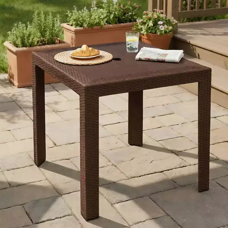 Tavolo da pranzo quadrato da esterno da 31 pollici - Tavolo da bistrò moderno con design in tessuto resistente alle intemperie