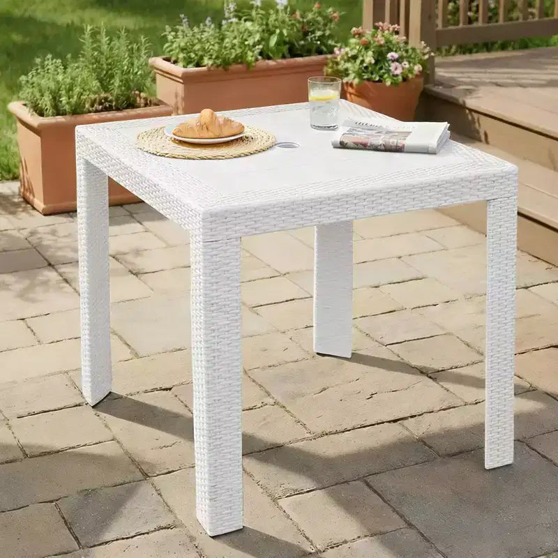 Tavolo da pranzo quadrato da esterno da 31 pollici - Tavolo da bistrò moderno con design in tessuto resistente alle intemperie
