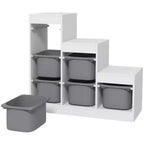 Organizzatore per giocattoli per bambini con 6 contenitori e 3 livelli, libreria giocattolo per bambini dai 3 agli 8 anni, per sala giochi, camera da letto, grigio
