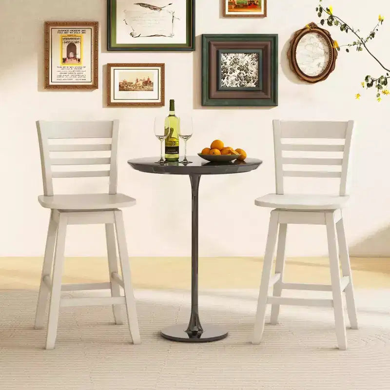 4 Sgabelli da bar girevoli da 24,5" ad altezza bancone con schienale scavato Marrone/Bianco