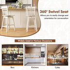 4 Sgabelli da bar girevoli da 24,5" ad altezza bancone con schienale scavato Marrone/Bianco