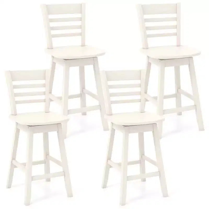 4 Sgabelli da bar girevoli da 24,5" ad altezza bancone con schienale scavato Marrone/Bianco
